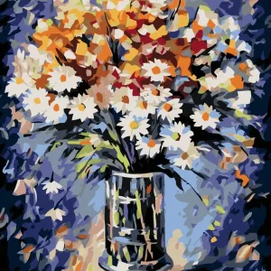 Diamond painting - BLUMENSTRAUß MIT MARGERITEN Kostenloser Rückversand