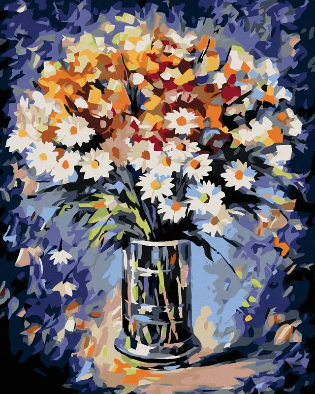 Diamond painting – BLUMENSTRAUß MIT MARGERITEN Kostenloser Rückversand