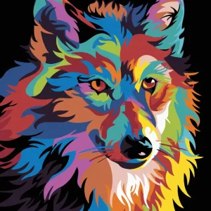 Bestpreis Diamond painting - FARBIGER WOLF