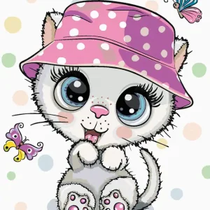 Diamond painting - KLEINE KATZE MIT HUT Markenprodukt
