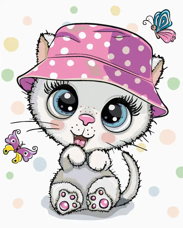 Diamond painting – KLEINE KATZE MIT HUT Markenprodukt