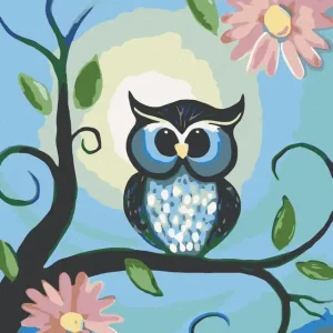 Markenware Diamond painting - BLAUE EULE UND BLUMEN