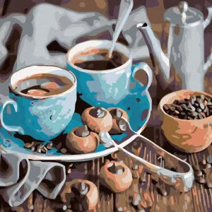 Versand Am Gleichen Tag Diamond painting - BLAUE TASSEN KAFFEE