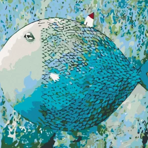 Kostenloser Versand Diamond painting - BLAUER FISCH