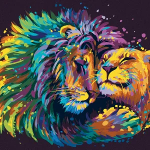 Diamond painting - LÖWE UND LÖWIN IN FARBEN Weltweiter Versand