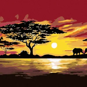 Exklusiv Diamond painting - AFRIKA GIRAFFE UND ELEFANTEN
