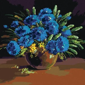 Heute Kaufen Diamond painting - BLUMENSTRAUSS AUS BLAUEN BLUMEN I