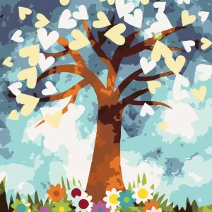 Ab Werk Diamond painting - HERZBAUM UND BLUMEN