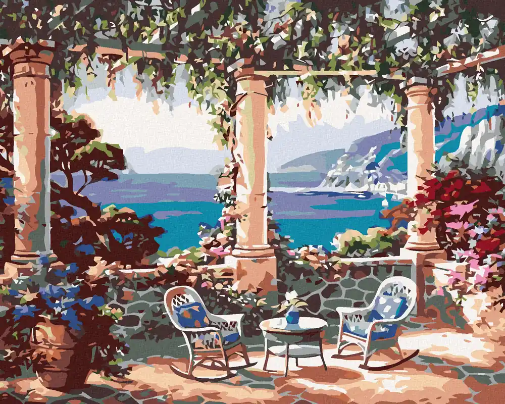 Großhandel Diamond painting – SITZECKE MIT AUSSICHT AUFS MEER