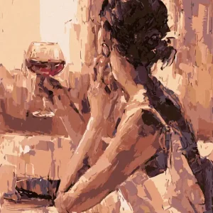 Diamond painting - FRAU MIT EINEM GLAS WEIN Kracherpreis