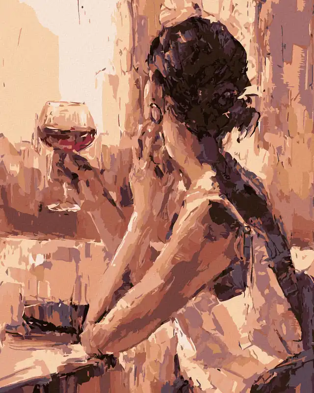 Diamond painting – FRAU MIT EINEM GLAS WEIN Kracherpreis