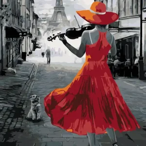 Diamond painting - EINE GEIGENSPIELENDE FRAU IN PARIS Angebot