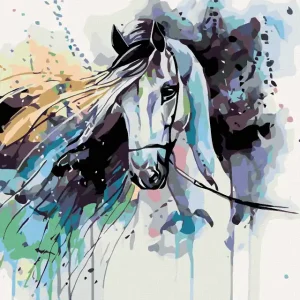 Diamond painting - ABSTRAKTES PFERD SCHWARZ Neu