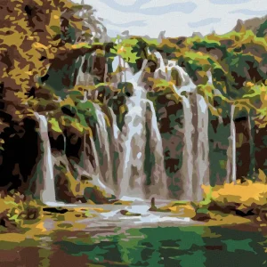 Heißes Angebot Diamond painting - WASSERFALL IM HERBST