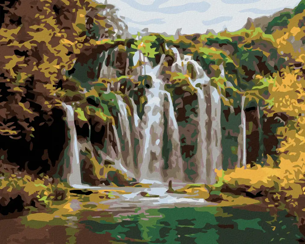 Heißes Angebot Diamond painting – WASSERFALL IM HERBST