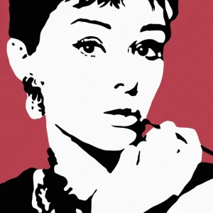Online Kaufen Diamond painting - AUDREY HEPBURN MIT ROTEM HINTEGRUND