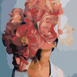 Geprüft Diamond painting - FRAU MIT ROTER BLUME