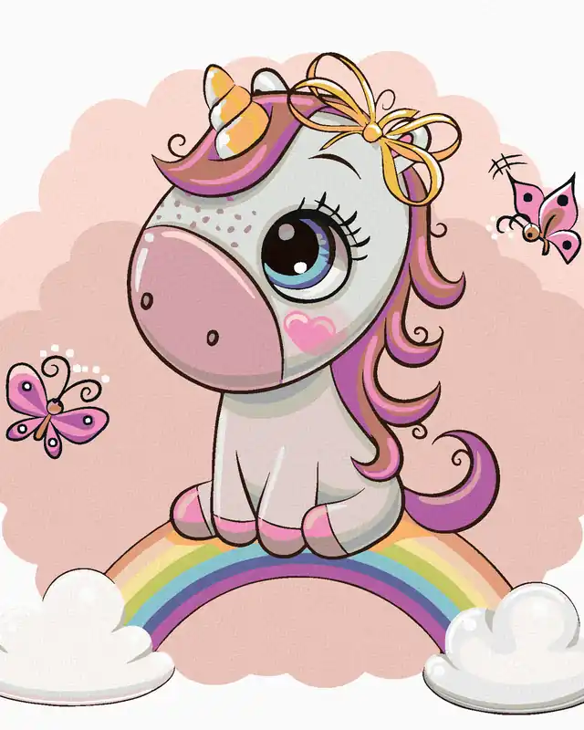 Diamond painting – KLEINES EINHORN UND REGENBOGEN Neue Kollektion