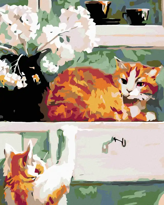 Preisreduziert Diamond painting – KATZEN UNTER DEM FENSTER