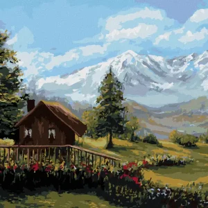 Kostenfreie Lieferung Diamond painting - HÜTTE IN DER BERGLANDSCHAFT