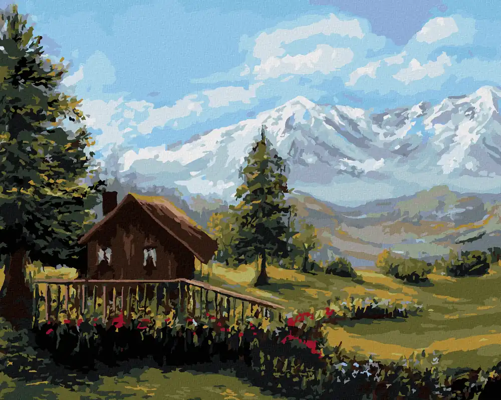 Kostenfreie Lieferung Diamond painting – HÜTTE IN DER BERGLANDSCHAFT