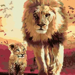 Diamond painting - TAPPENDER LÖWE MIT LÖWENJUNGEN Ab Werk