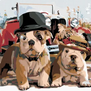 Diamond painting - BULLDOGGEN MIT EINEM VETERAN Preiswert