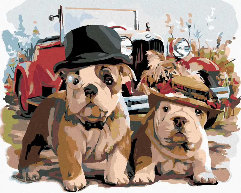 Diamond painting – BULLDOGGEN MIT EINEM VETERAN Preiswert