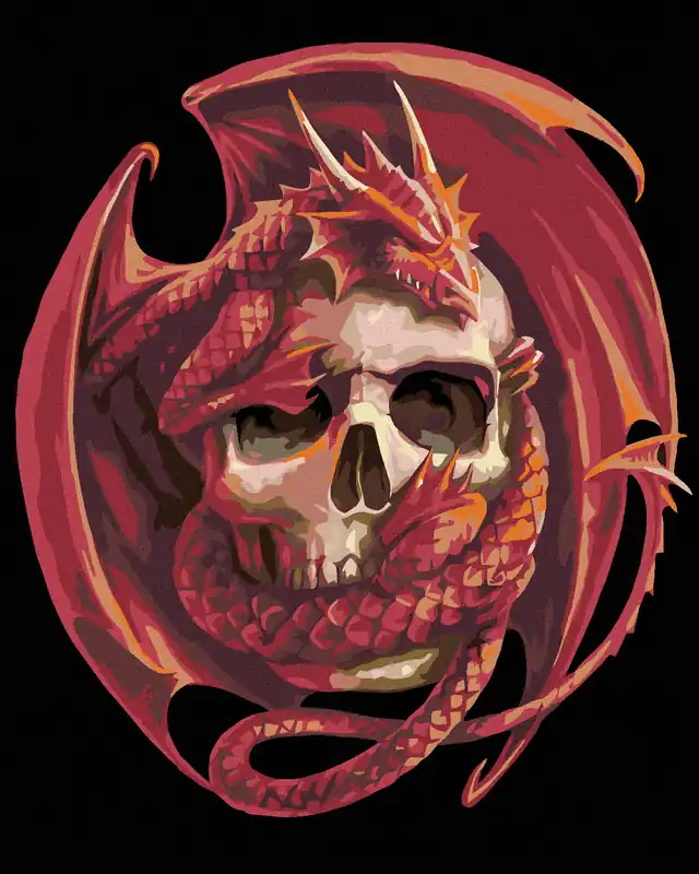 Super-Preis Diamond painting – TOTENKOPF MIT DRACHEN