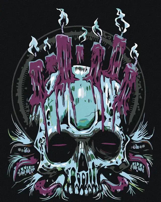 Diamond painting – TOTENKOPF UND KERZEN Beliebt