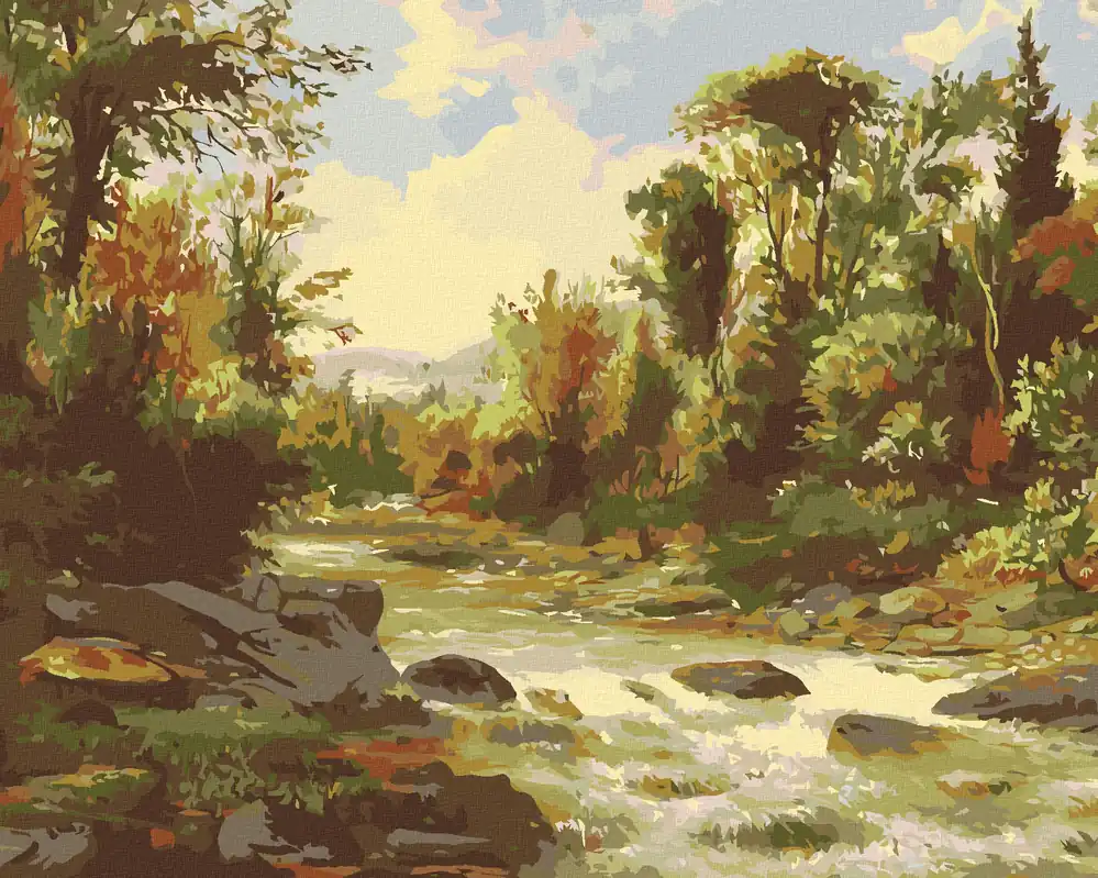 Diamond painting – FLUSS IM HERBSTLICHEN WALD Im Trend
