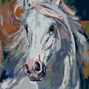 Diamond painting - WEISSES PFERD MIT WEHENDER MÄHNE Ausverkauf