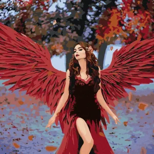 Diamond painting - FRAU MIT ROTEN ENGELSFLÜGELN Highlight