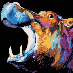 Kostenloser Versand Diamond painting - BUNTES NILPFERD II