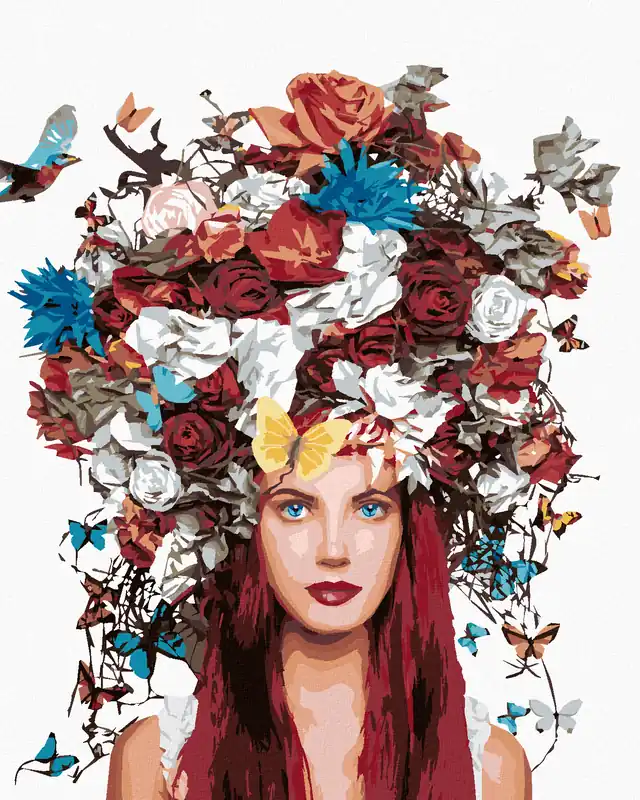 Super-Preis Diamond painting – FRAU MIT BLUMENKRONE