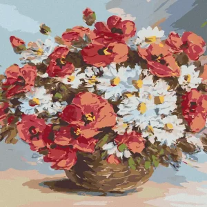 Diamond painting - MOHNBLUMEN UND GÄNSEBLÜMCHEN IN EINER VASE Direktkauf