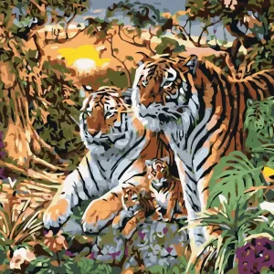 Kostenloser Rückversand Diamond painting - TIGER MIT JUNGEN