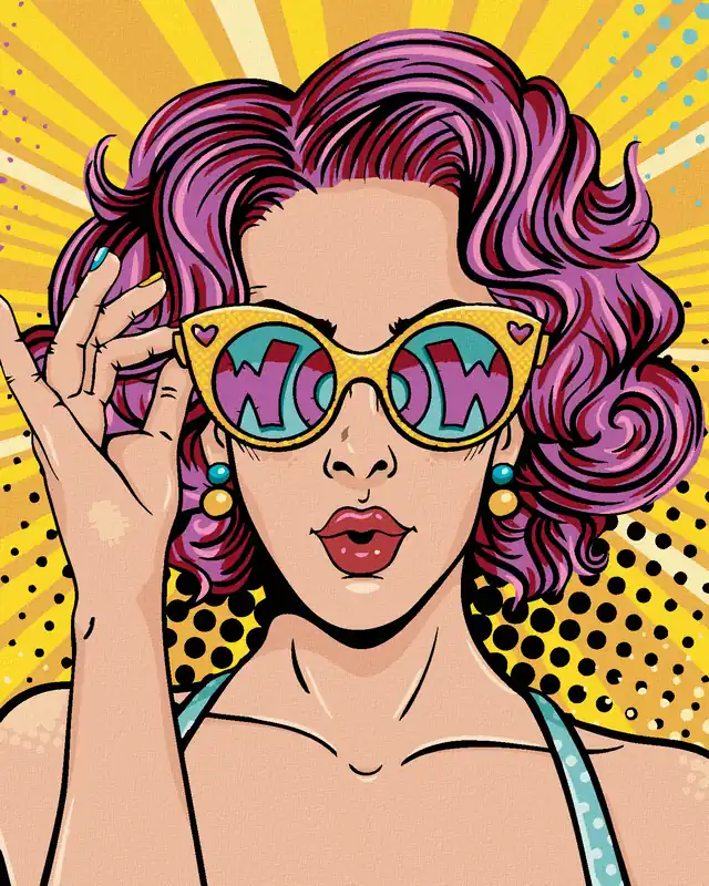 Ausverkauf Diamond painting – POP-ART FRAU MIT ROSA HAAREN