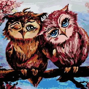 Diamond painting - EULEN AUF EINEM BAUM Rabatt