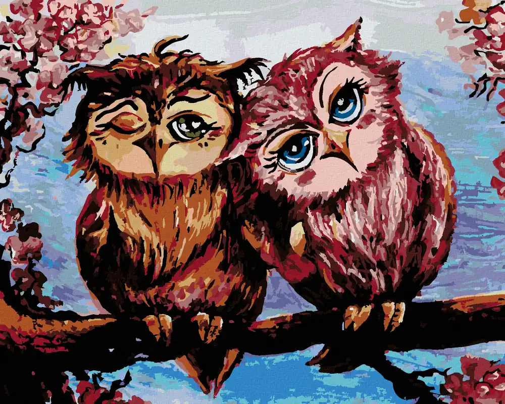 Diamond painting – EULEN AUF EINEM BAUM Rabatt