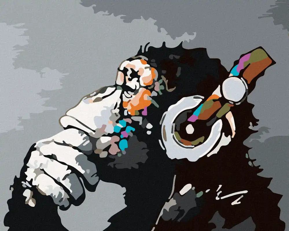 Neue Ware Diamond painting – AFFE BEIM MUSIKHÖREN