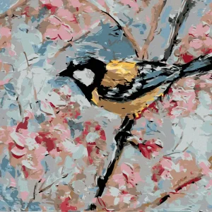 Finale Aktion Diamond painting - VOGEL UND ROSA BLUMEN