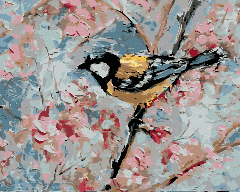 Finale Aktion Diamond painting – VOGEL UND ROSA BLUMEN