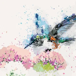 Sonderangebot Diamond painting - GEMALTER KOLIBRI UND BLUMEN