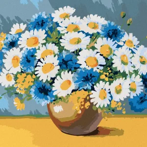 Diamond painting - MARGERITEN MIT ANDEREN FRÜHLINGSBLUMEN Mengenrabatt