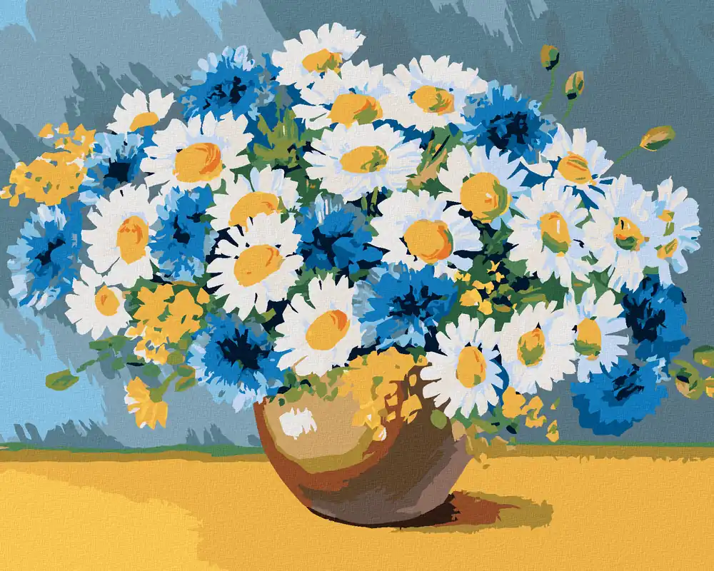Diamond painting – MARGERITEN MIT ANDEREN FRÜHLINGSBLUMEN Mengenrabatt