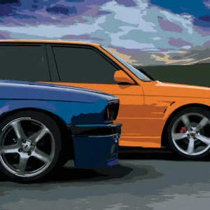 Diamond painting - ZWEI FARBIGE AUTOS Beliebt