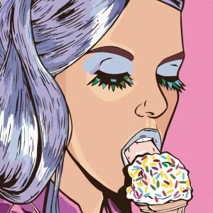 Original Diamond painting - FRAU MIT EIS