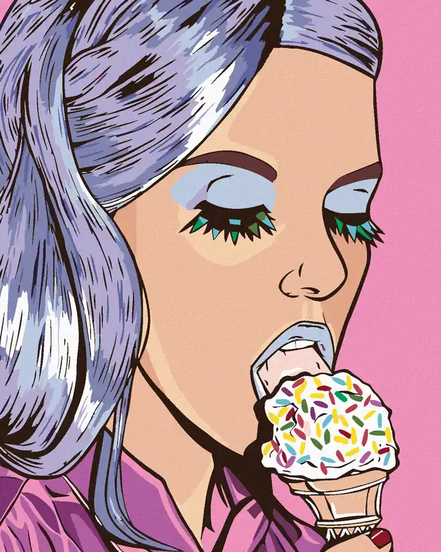 Original Diamond painting – FRAU MIT EIS