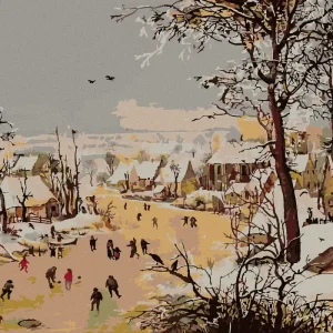 Handgefertigt Diamond painting - WINTERLANDSCHAFT MIT EISLÄUFERN UND VOGELFALLE (PIETER BRUEGEL)